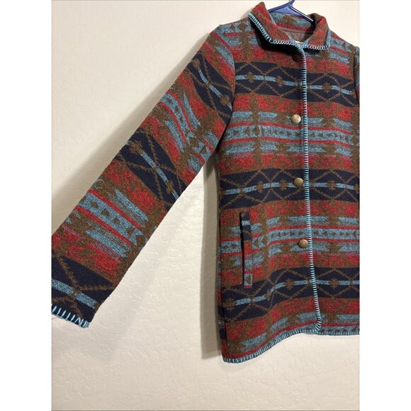 Outback Trading Co Womens Jacket Moree Aztec Western Whipstitch Chore Farm Sz S - Picture 2 of 12